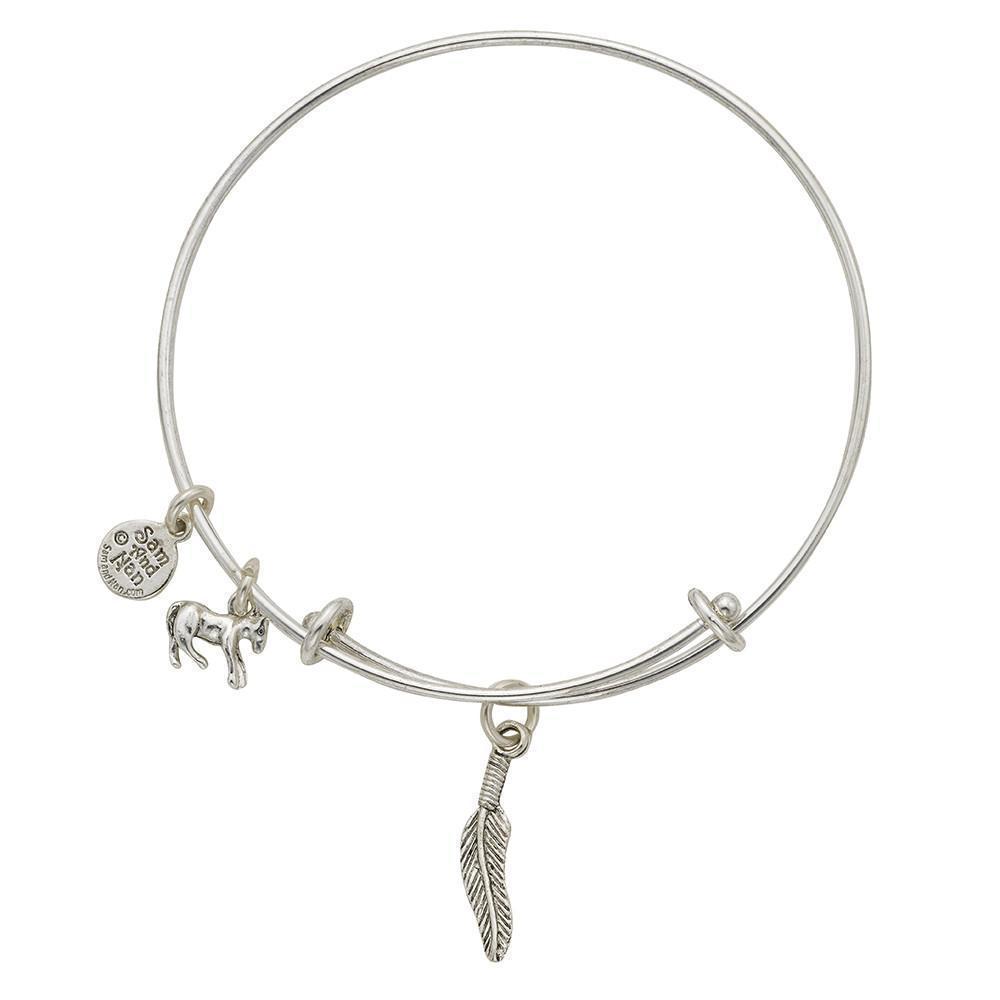 Feather Charm Bangle Bracelet-Watchus
