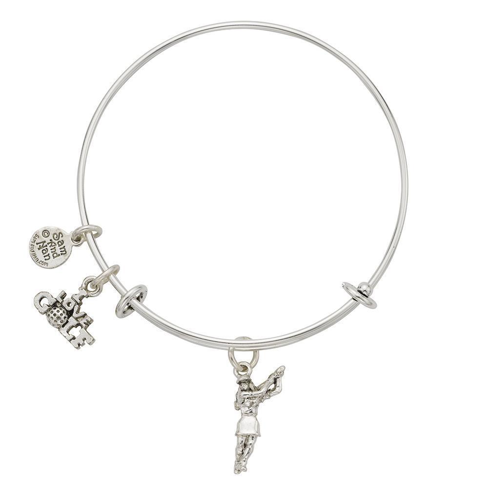 Female Golfer I Love Golf Charm Bangle Bracelet-Watchus