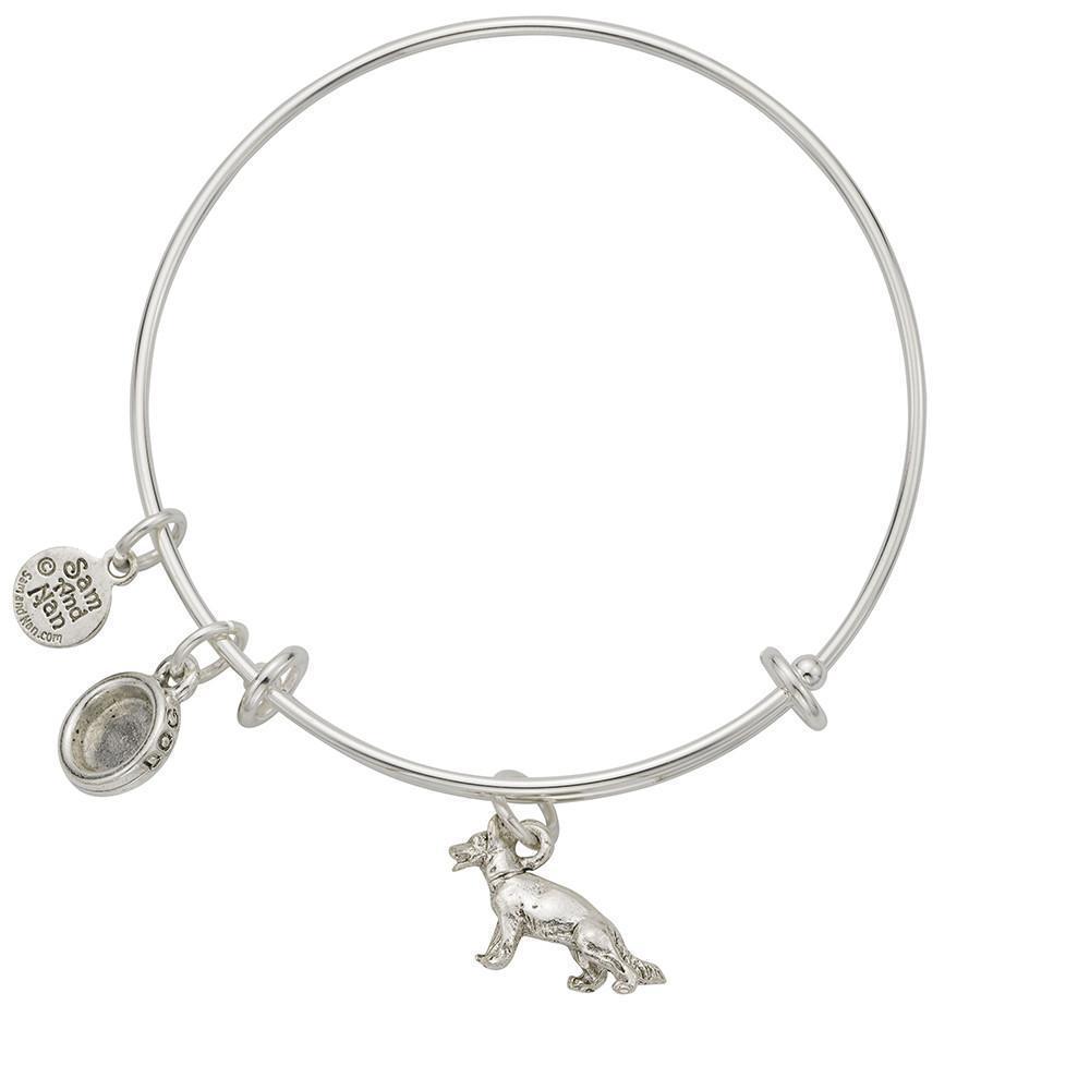 German Shepherd Bowl Charm Bangle Bracelet-Watchus