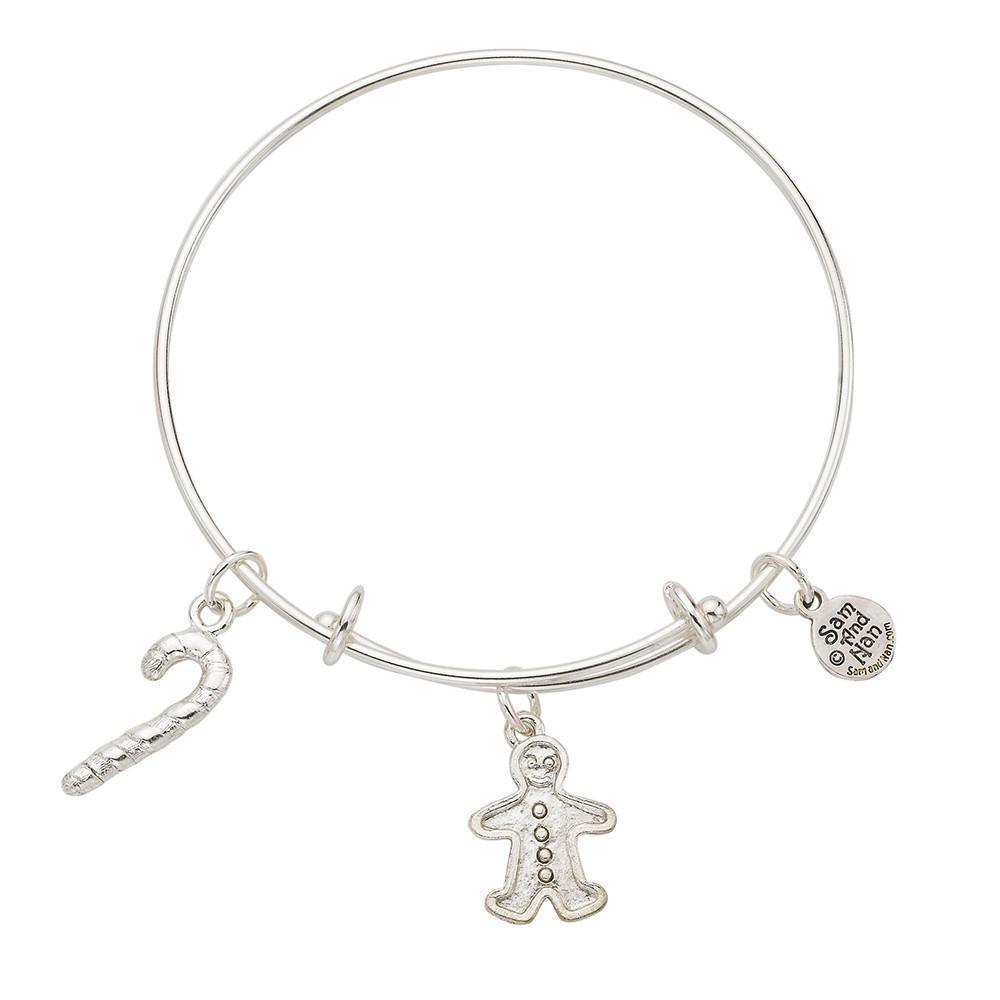 Gingerbread Man Candy Cane Bangle Bracelet-Watchus
