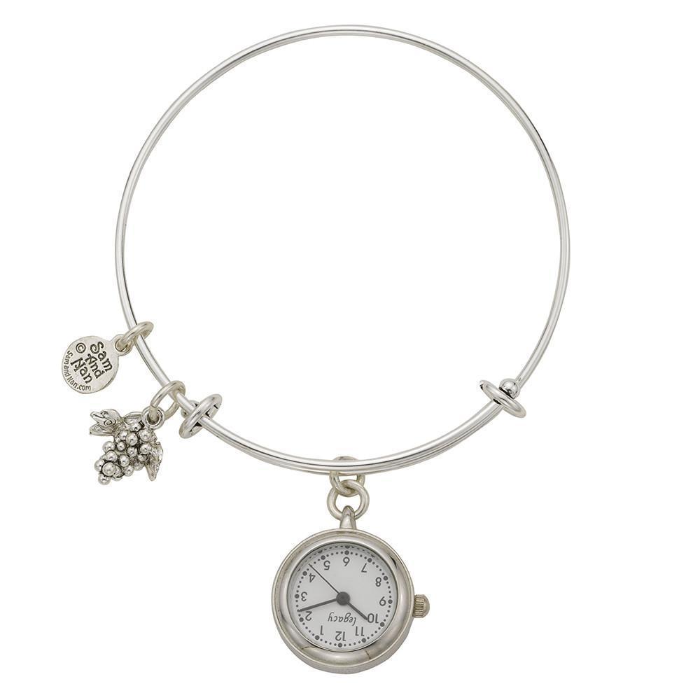 Grape Pendant Watch Silver Bangle Bracelet-Watchus
