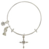 Greek Cross Praying Hands Charm Bangle Bracelet-Watchus