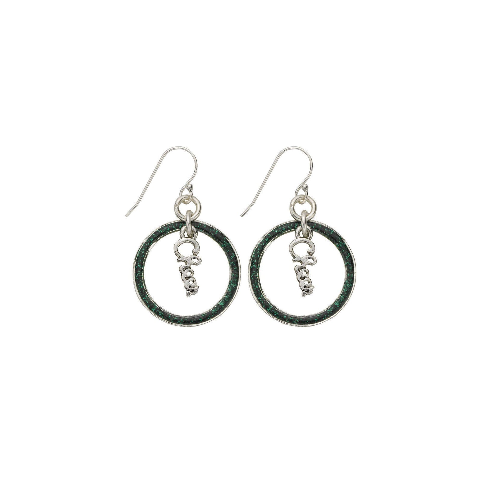 Green Glitter Cheer Hoop Earring-Watchus