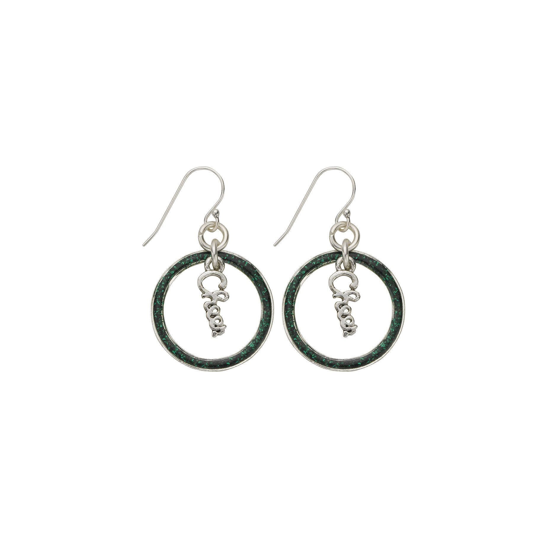 Green Glitter Cheer Hoop Earring