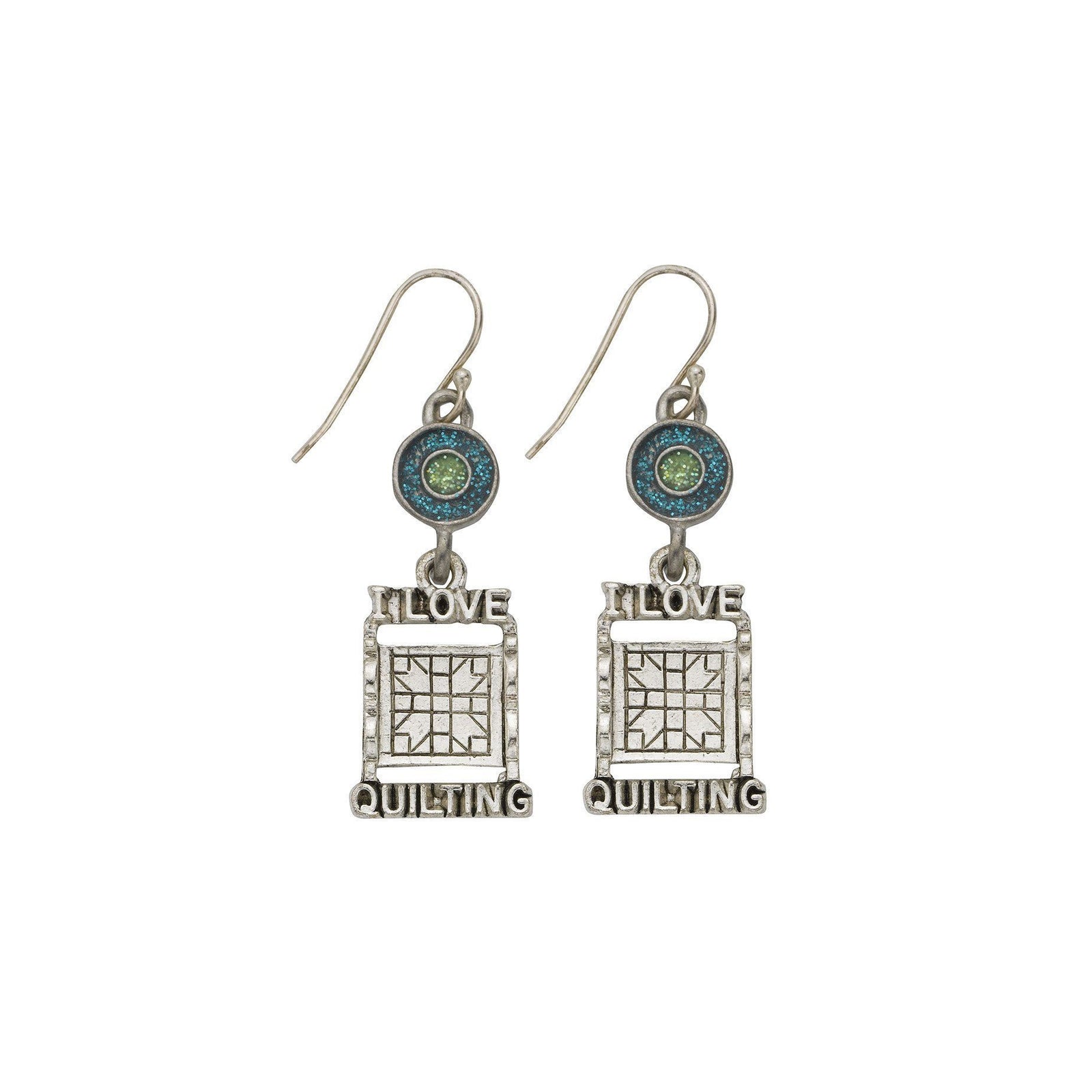 Green Quilt Rack Earrings-Watchus