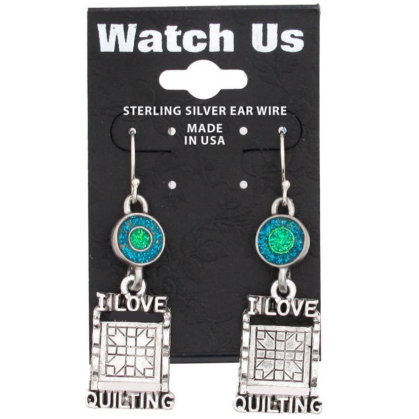 Green Quilting Rack Earrings-Watchus