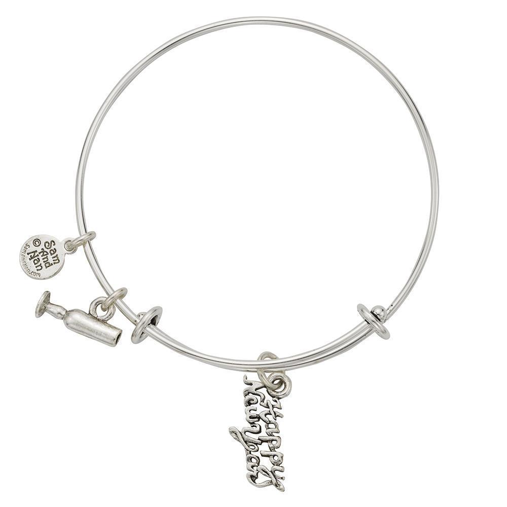 Happy New Year Charm Bangle Bracelet-Watchus