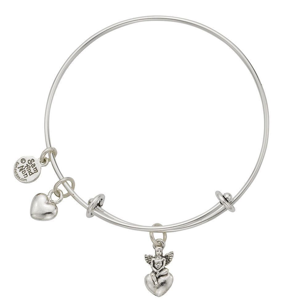 Heart Angel Charm Bangle Bracelet-Watchus