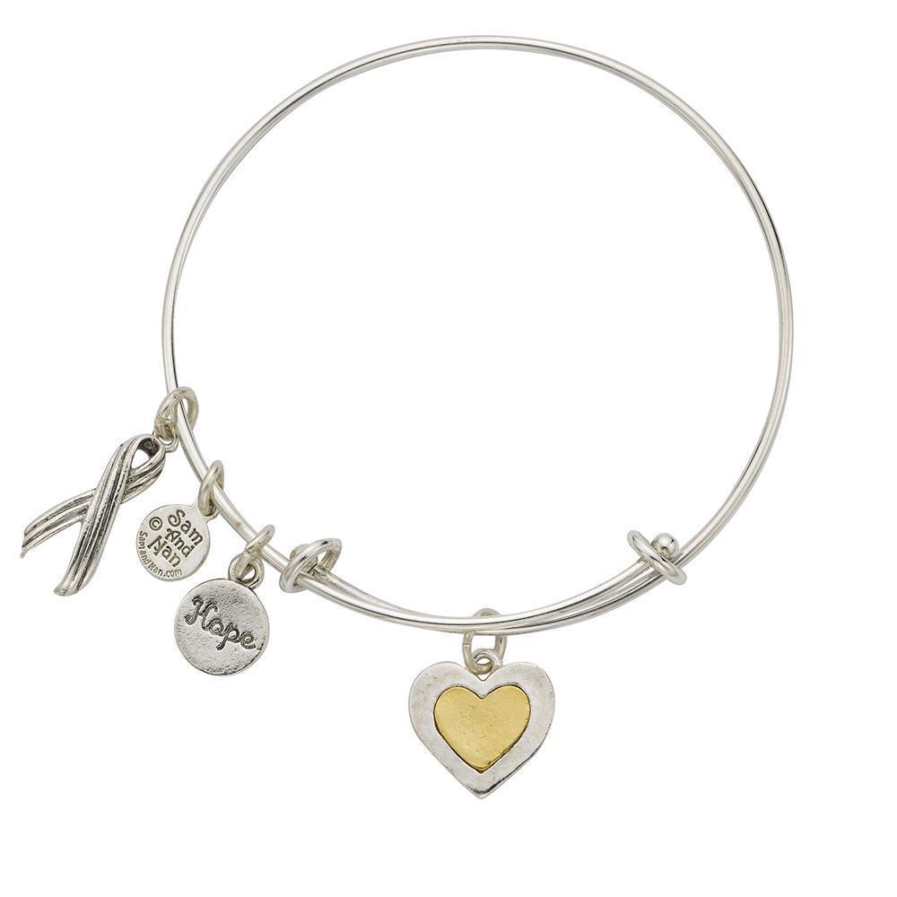 Heart Two Tone Bangle Bracelet-Watchus