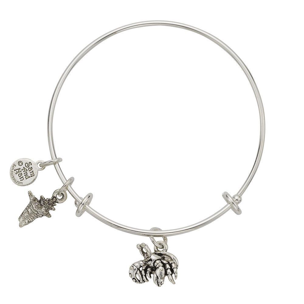 Hermit Crab Conch Charm Bangle Bracelet-Watchus