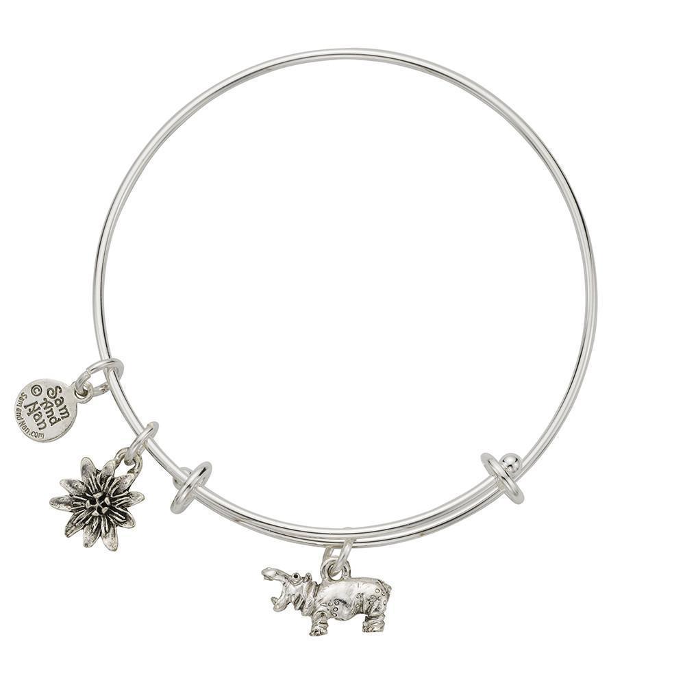 Hippopotamus Charm Bangle Bracelet-Watchus