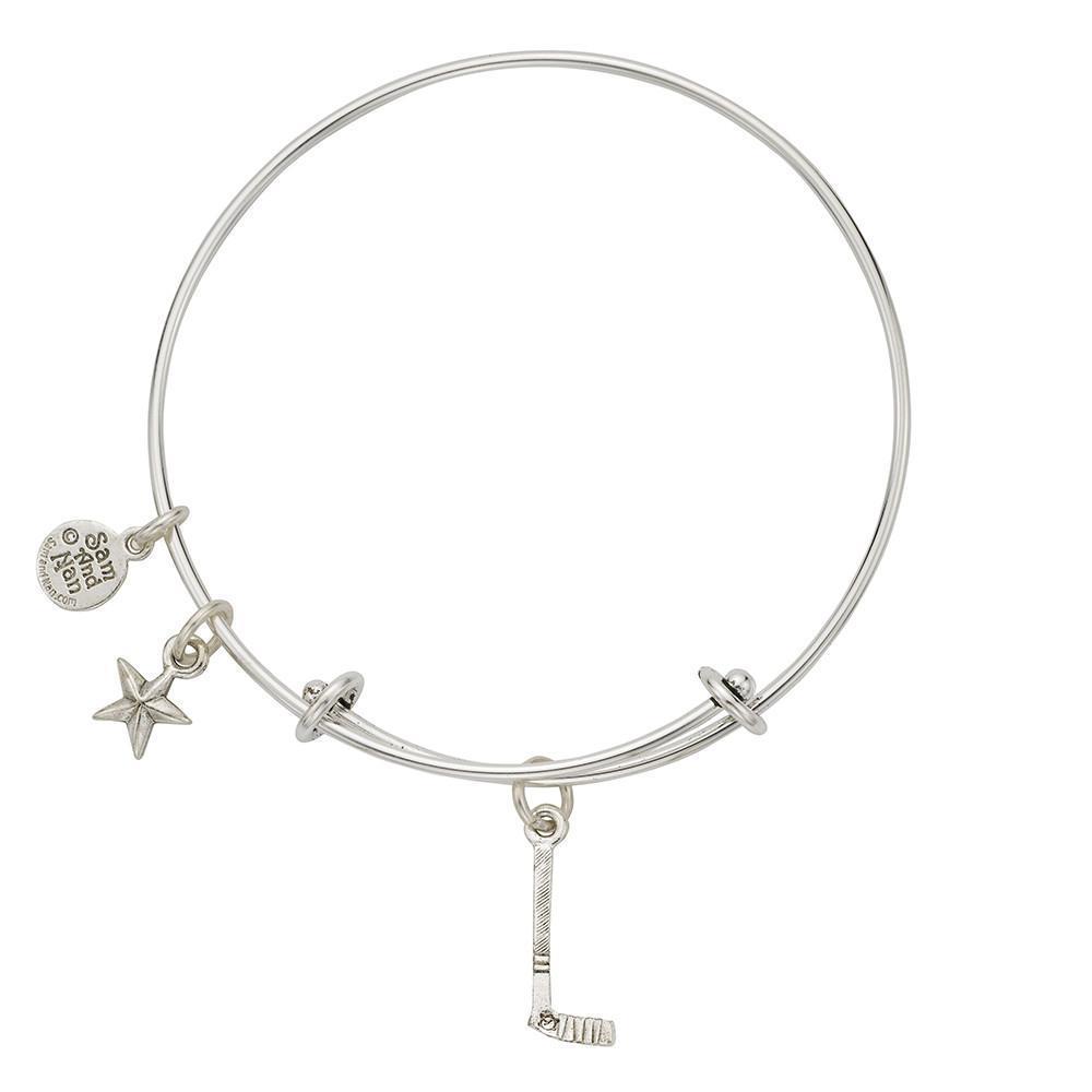 Hockey Stick Charm Bangle Bracelet