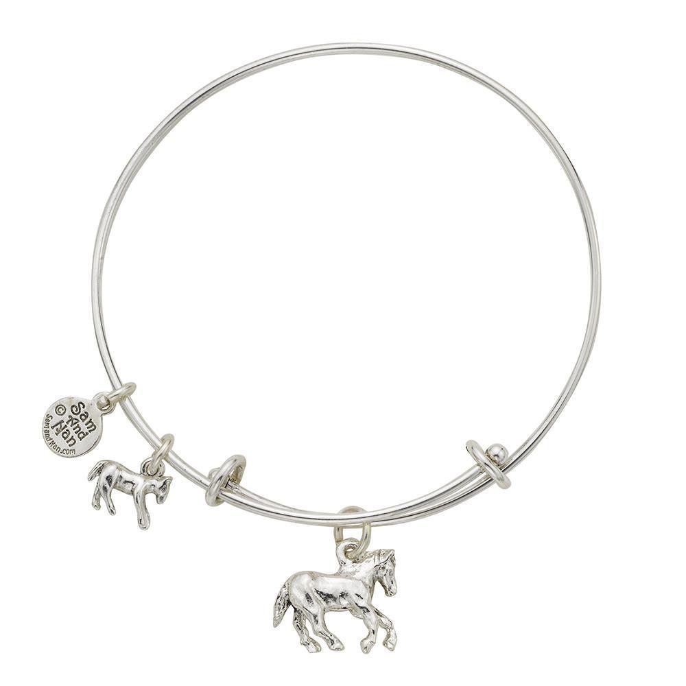 Horse and Pony Charm Bangle Bracelet