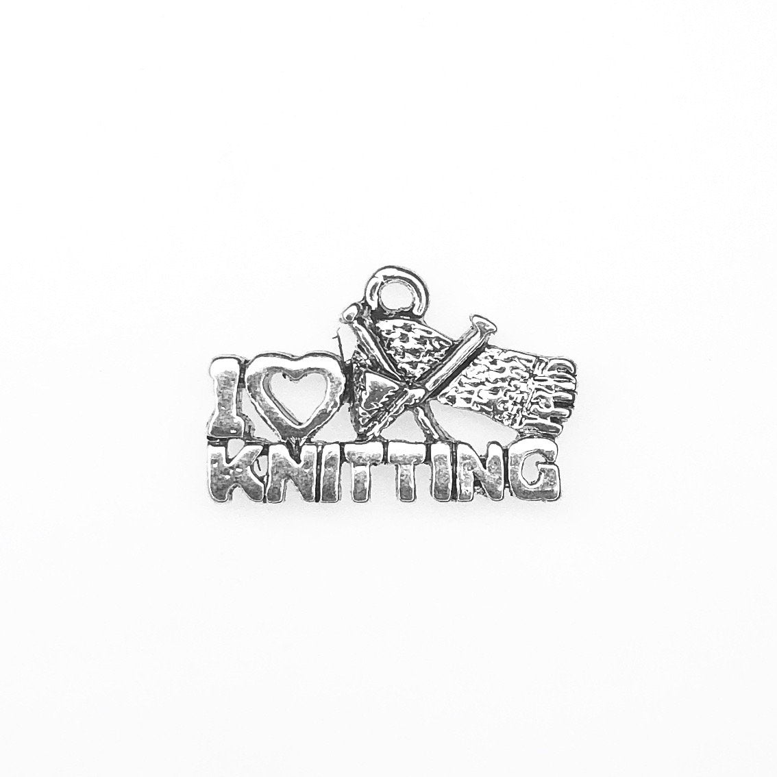 "I Love Knitting" Word Pewter Charm-Watchus