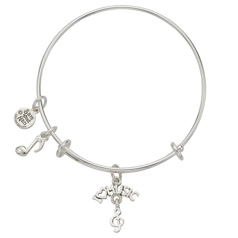 I Love Music Charm Bangle Bracelet-Watchus