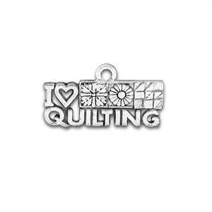 "I Love Quilting" Word Pewter Charm-Watchus