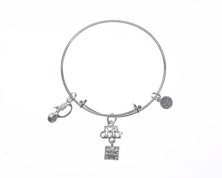 I Love to Quilt, Quilt Cutter Silver Bangle Bracelet-Watchus