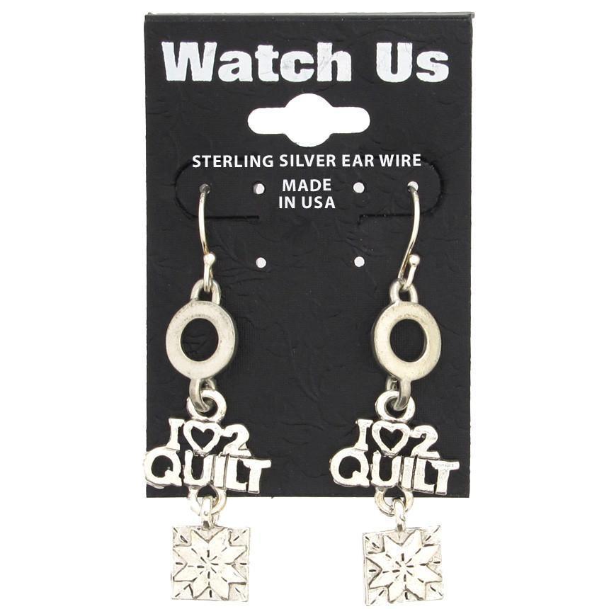 I Luv 2 Quilt Earrings-Watchus