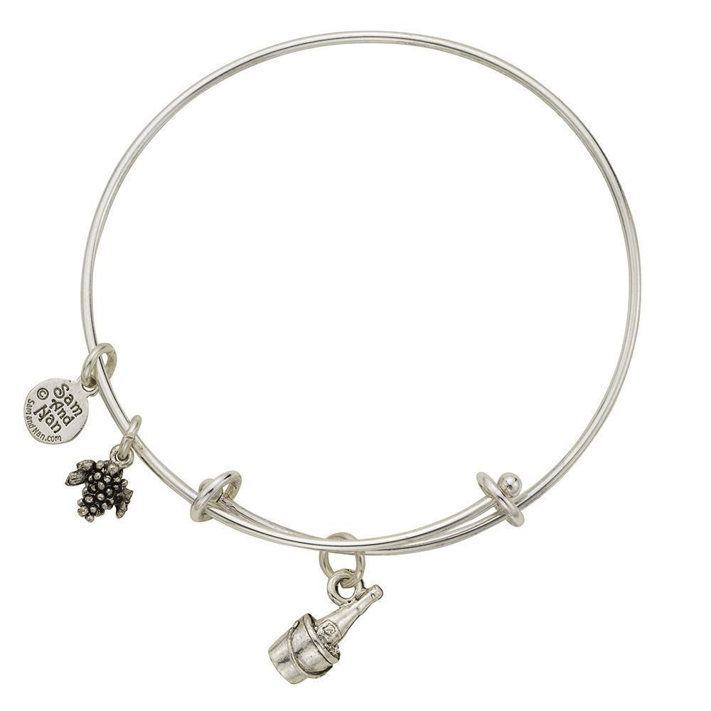 Ice Bucket & Wine Charm Bangle Bracelet-Watchus