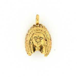 Indian Head Gold Plated Charms - C009G