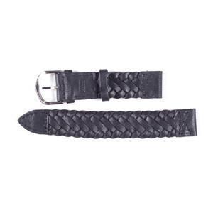 Italian Black Leather Woven Band - 18mm