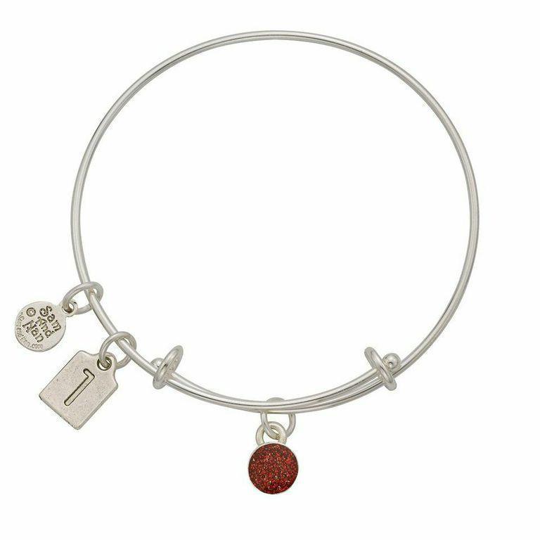 January Red Birthstone Charms Bangle Bracelet-Watchus