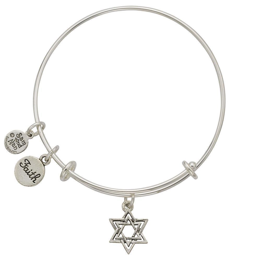 Jewish Star, Faith Charm Bangle Bracelet-Watchus