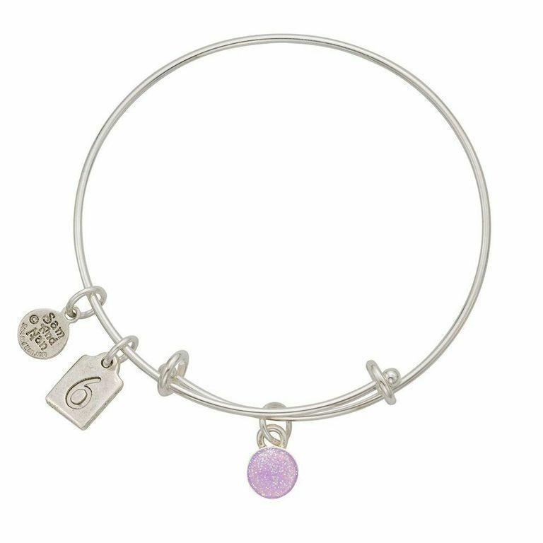 June Pink Birthstone Charms Bangle Bracelet-Watchus