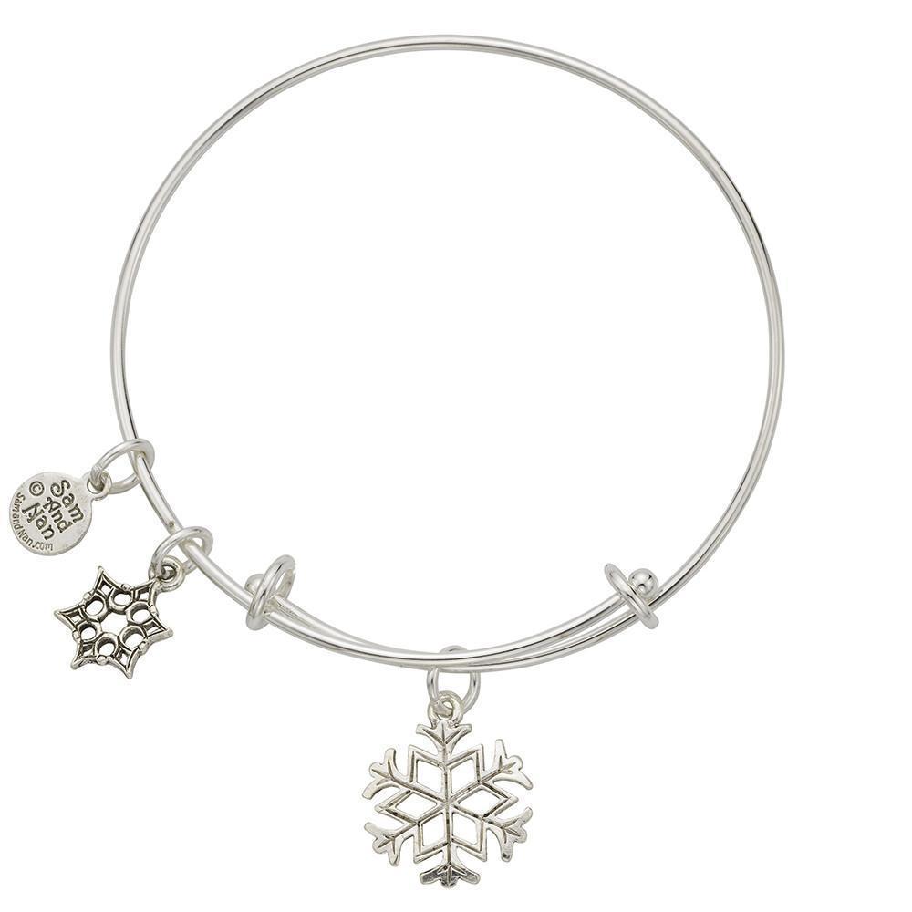 Large Snowflake Charm Bangle Bracelet