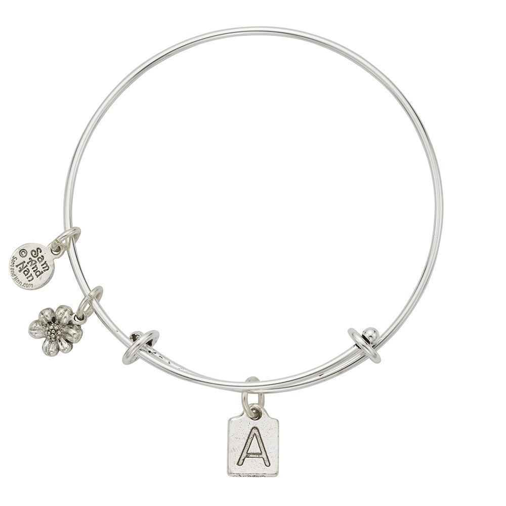 Letter A Charm Bangle Bracelet-Watchus