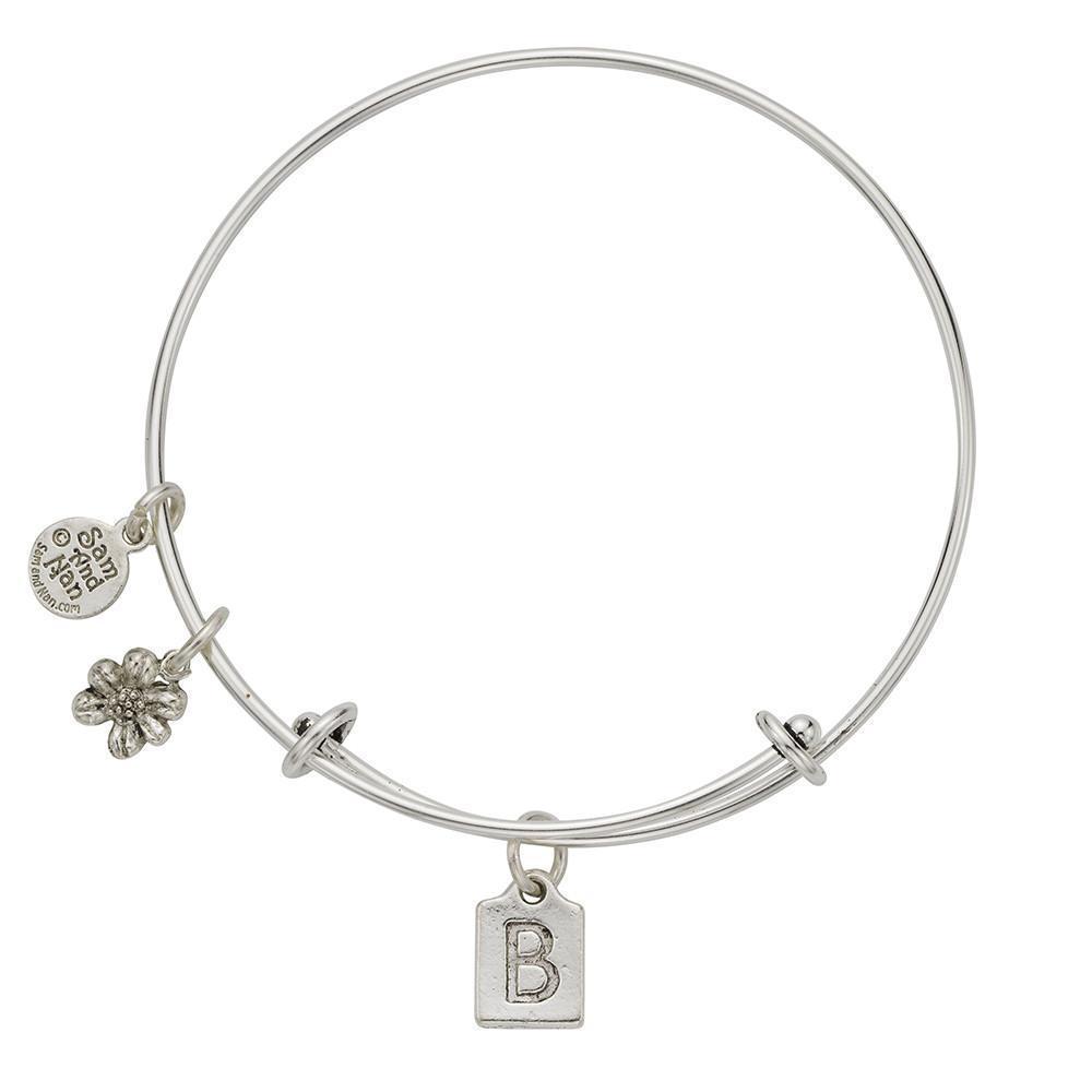 Letter B Charm Bangle Bracelet-Watchus