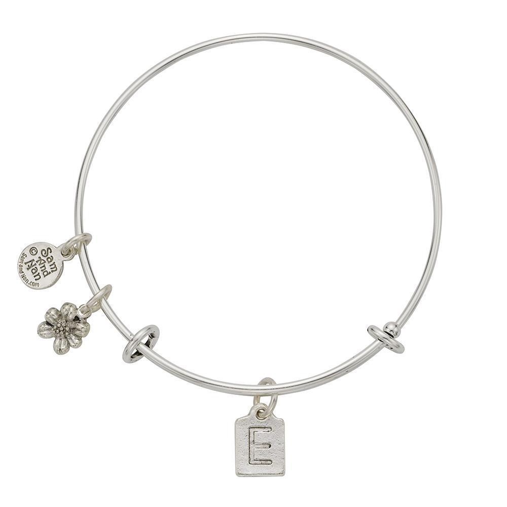 Letter E Charm Bangle Bracelet-Watchus