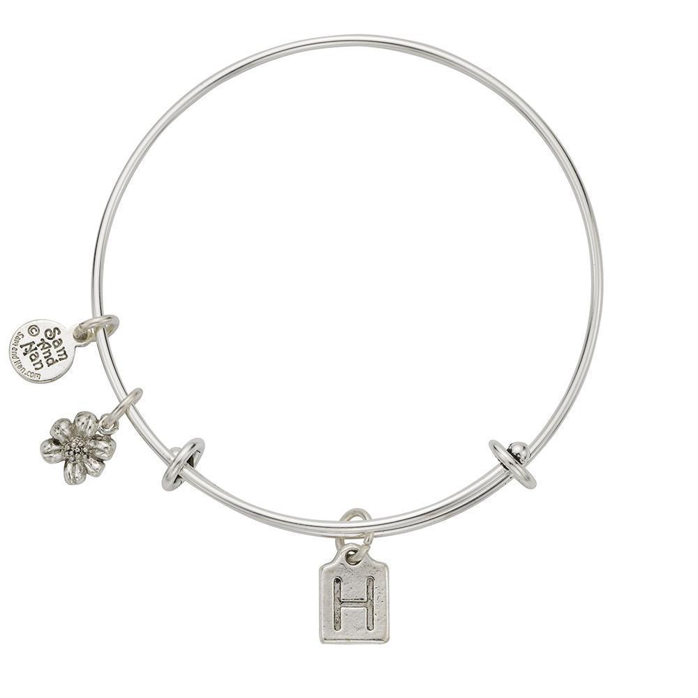 Letter H Charm Bangle Bracelet-Watchus