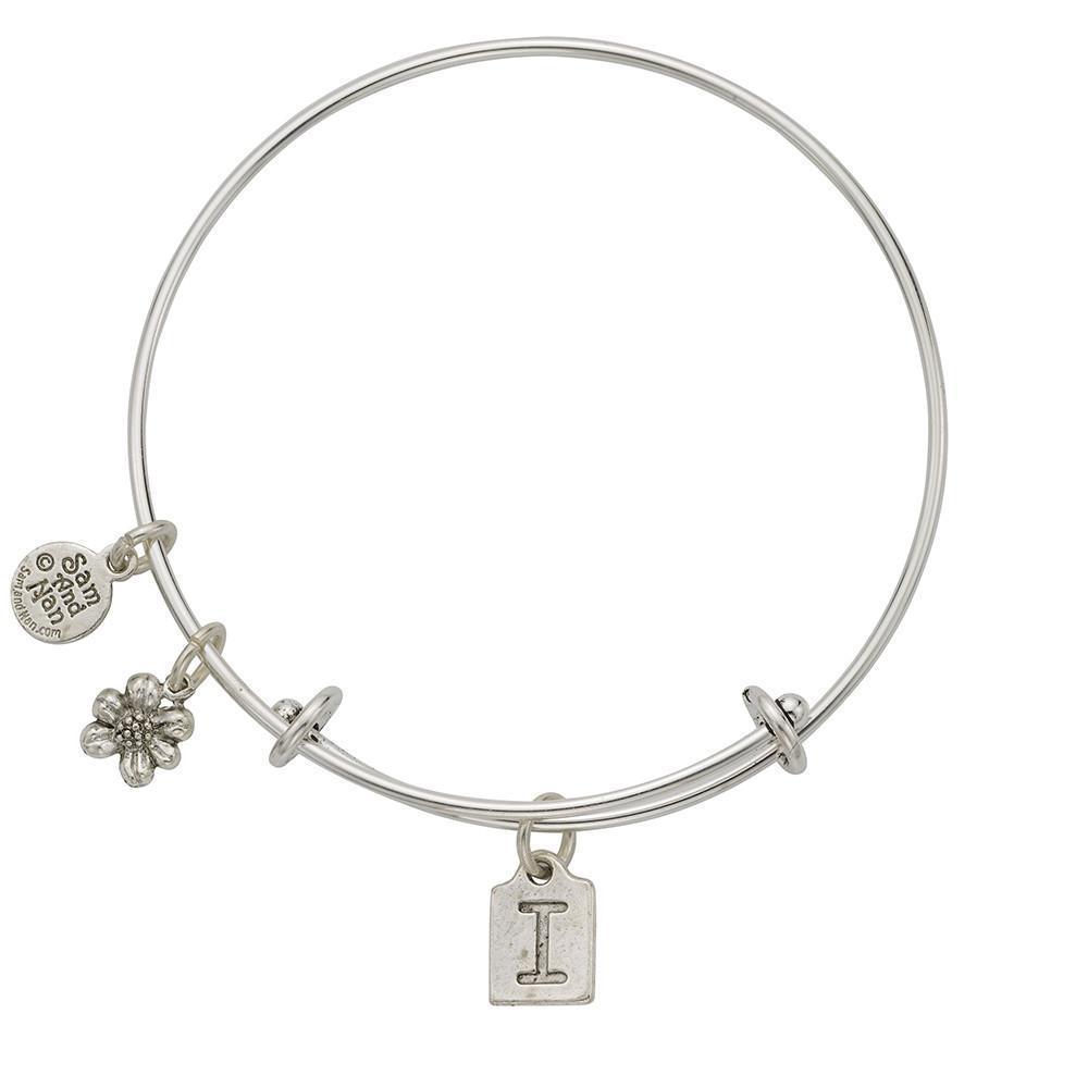 Letter I Charm Bangle Bracelet-Watchus