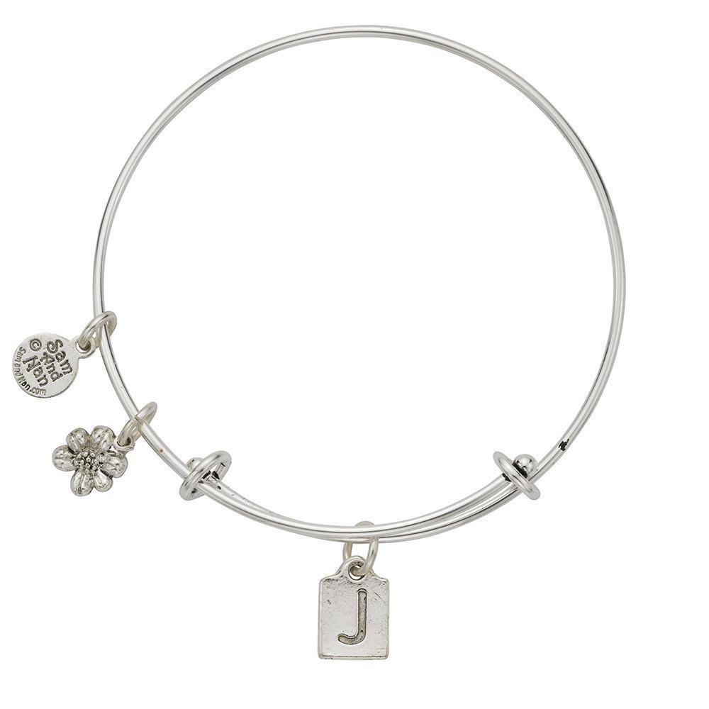 Letter J Charm Bangle Bracelet-Watchus