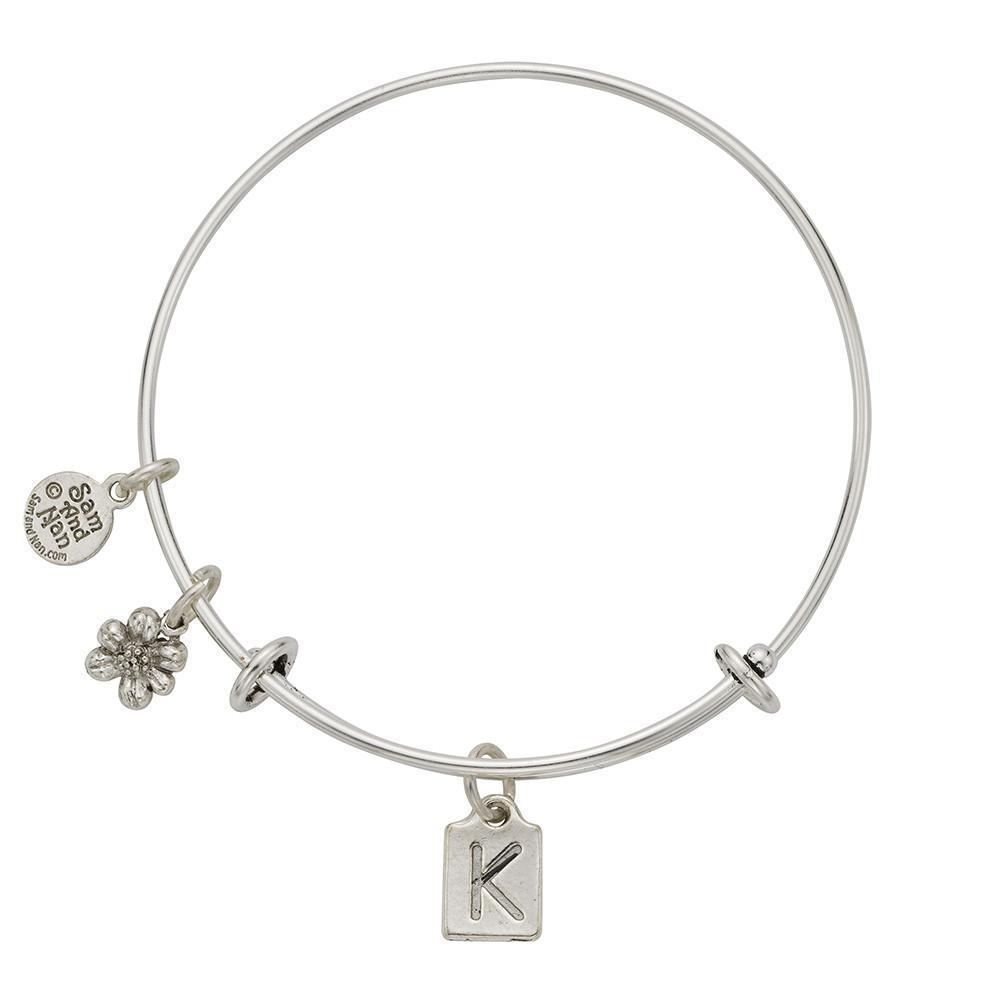 Letter K Charm Bangle Bracelet-Watchus