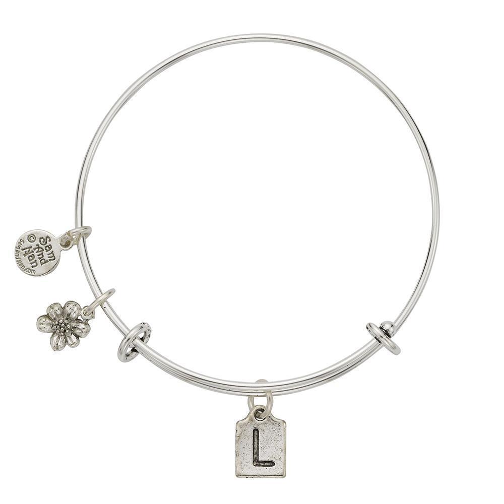 Letter L Charm Bangle Bracelet-Watchus