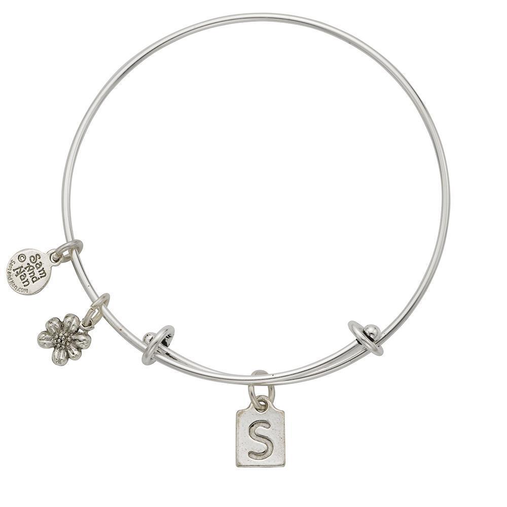 Letter S Charm Bangle Bracelet-Watchus