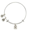 Letter V Charm Bangle Bracelet-Watchus