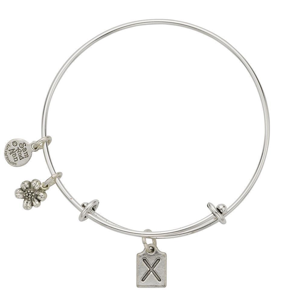 Letter X Charm Bangle Bracelet-Watchus
