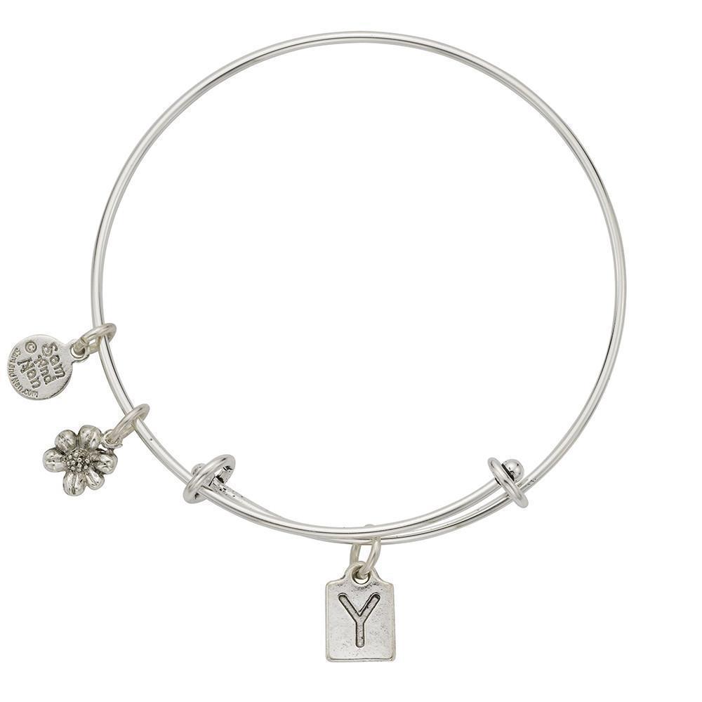 Letter Y Charm Bangle Bracelet-Watchus