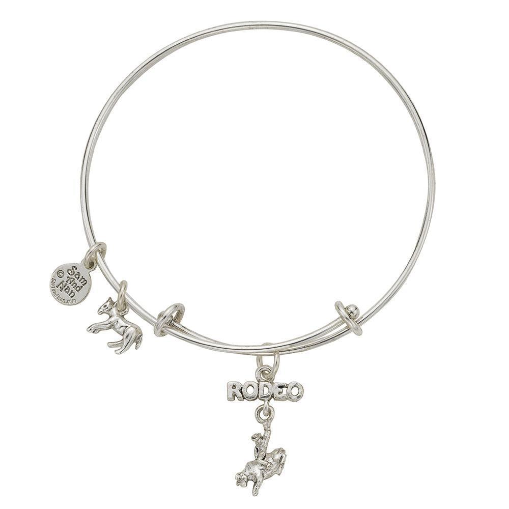 Linked Rodeo Bull Charm Bangle Bracelet