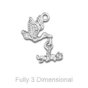 Linked Stork with Baby Pewter Charm-Watchus
