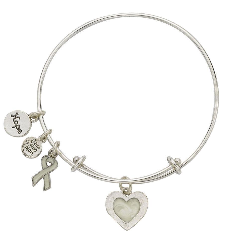 Lung Cancer White Bangle Bracelet-Watchus
