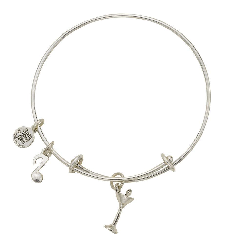 Martini Glass Charm Bangle Bracelet-Watchus
