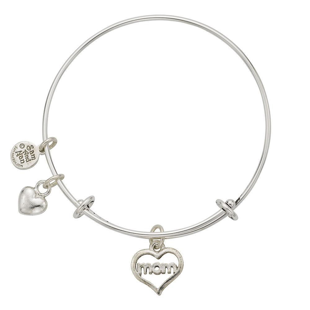 Mom Heart Saying Charm Bangle Bracelet-Watchus