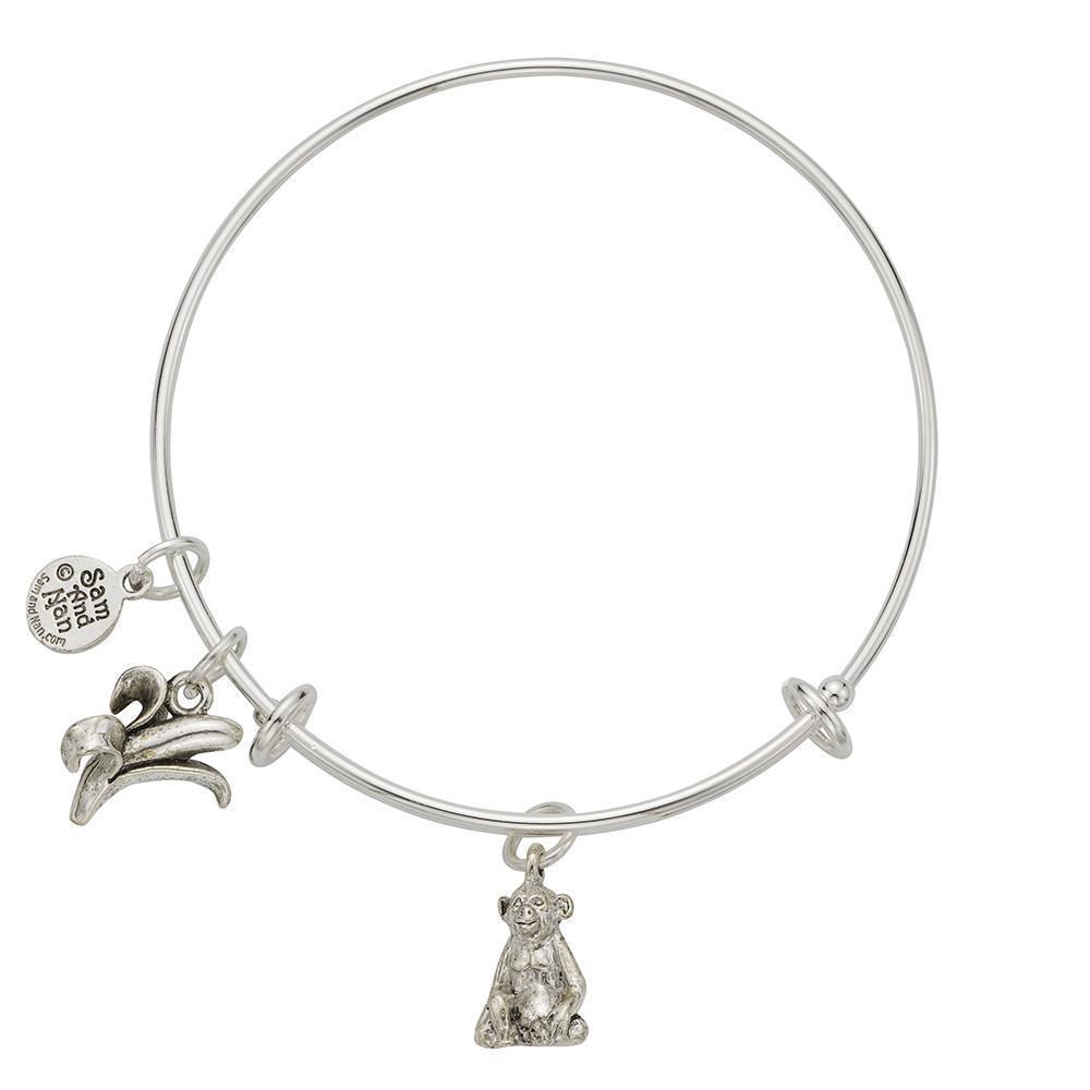 Monkey - Banana Charm Bangle Bracelet-Watchus