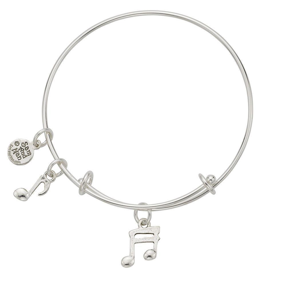 Music Notes Charm Bangle Bracelet-Watchus