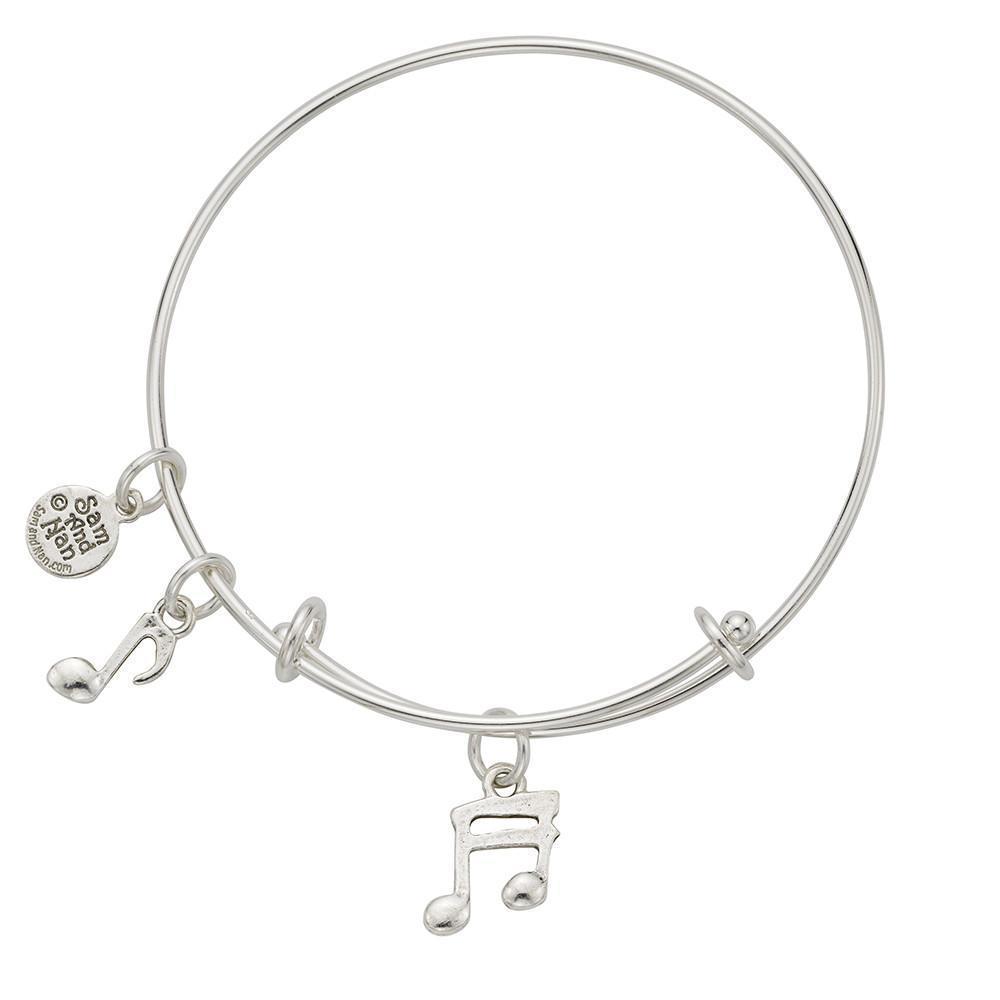 Music Notes Charm Bangle Bracelet