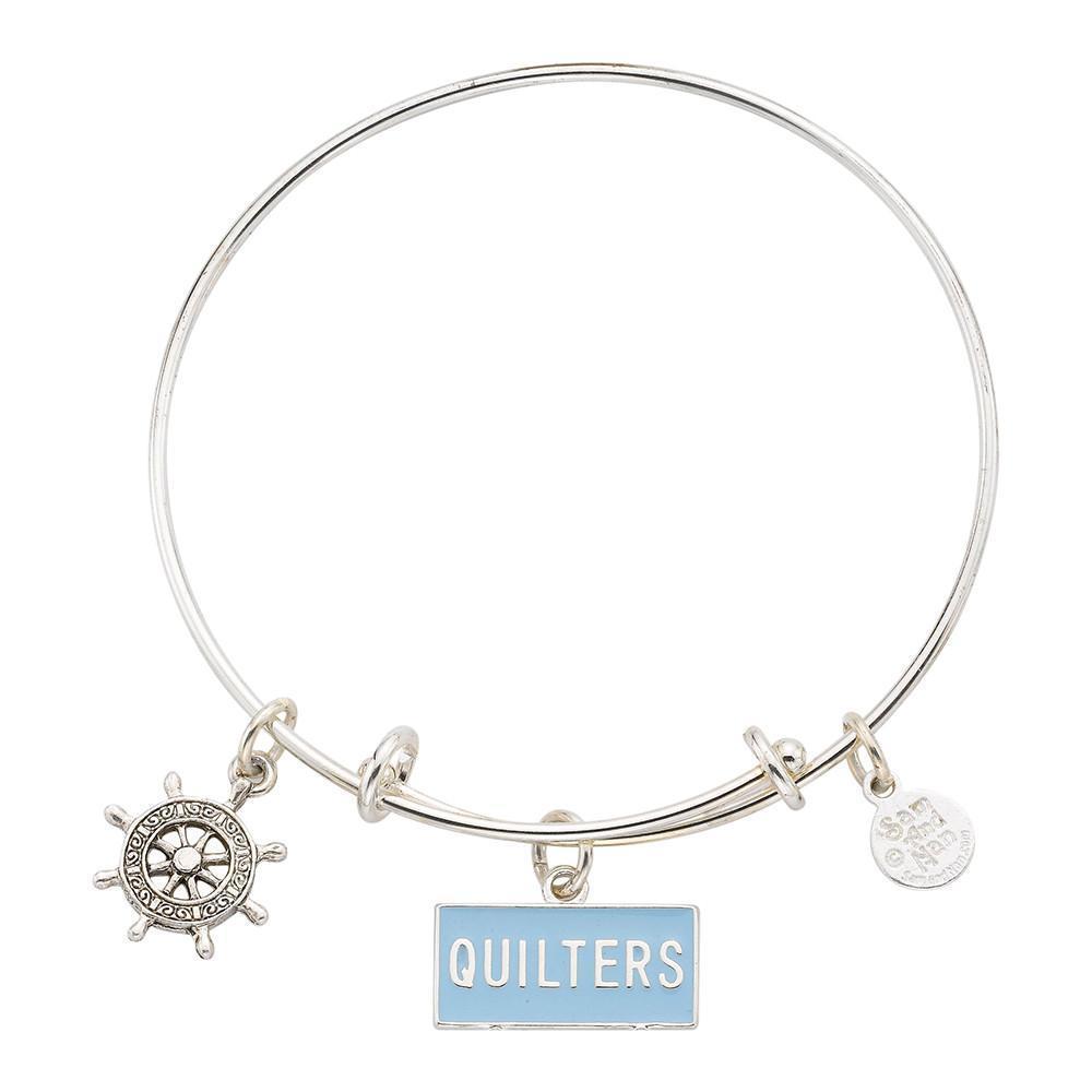 Nautical Quilters Ships Wheel Charm Bangle Bracelet-Watchus